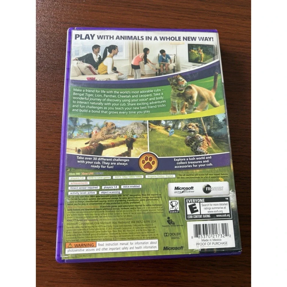 Kinectimals (Microsoft Xbox 360, 2010) GAME COMPLETE w/MANUAL ANIMAL CUB FRIENDS